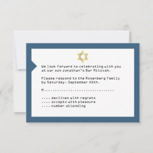 Concert Ticket Bar Mitzvah RSVP Reply Navy Blue Card