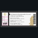Concert Ticket Bat Mitzvah Invitation in Black<br><div class="desc">Who’s ready to rock the bema? She is. The tour is coming to town. So make her a star and her Bat Mitzvah an event to remember. This invitation is styled just like a concert ticket. The aisle, row and seat correspond to the event date for an extra flourish. A...</div>