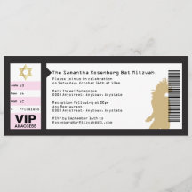 Concert Ticket Bat Mitzvah Invitation in Black