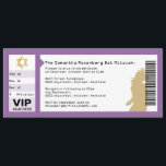 Concert Ticket Bat Mitzvah Invitation in Purple<br><div class="desc">Who’s ready to rock the bema? She is. The tour is coming to town. So make her a star and her Bat Mitzvah an event to remember. This invitation is styled just like a concert ticket. The aisle, row and seat correspond to the event date for an extra flourish. A...</div>