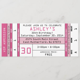 Concert Ticket Invitation Pink