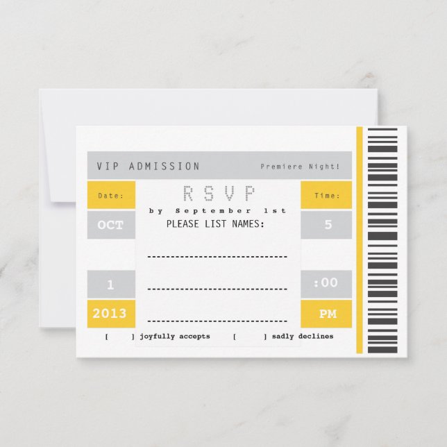 Concert Ticket Stub RSVP Card (Front)
