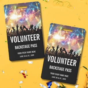 Concert Volunteer All Access Pass  ID Badge