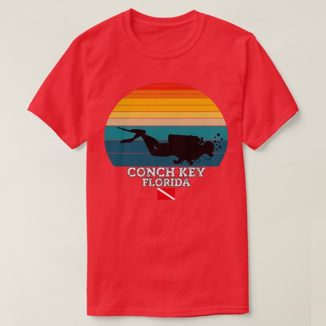 Conch Key US Island Diving T-Shirt (Design Front)