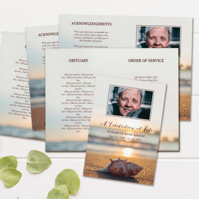 Conch on Beach Celebration of Life Funeral Program (Creator Uploaded)