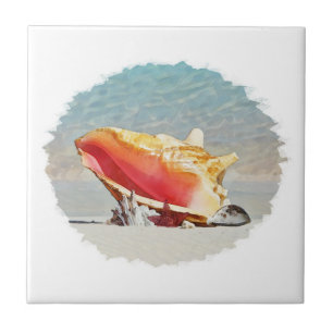 Conch On The Beach Ceramic Tile