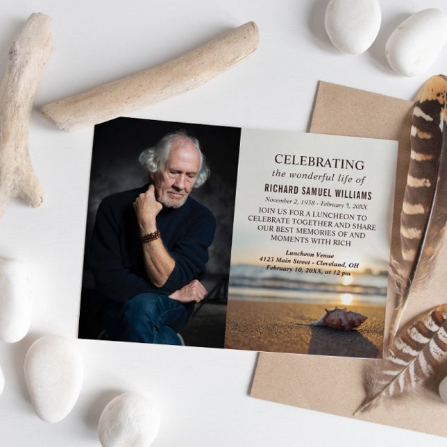 Conch On The Beach Memorial Photo Invitation (Creator Uploaded)