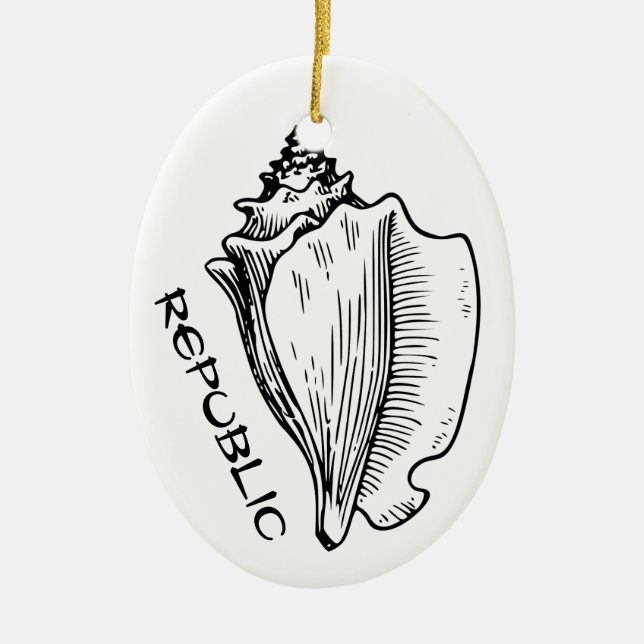 Conch Republic Ceramic Ornament (Front)