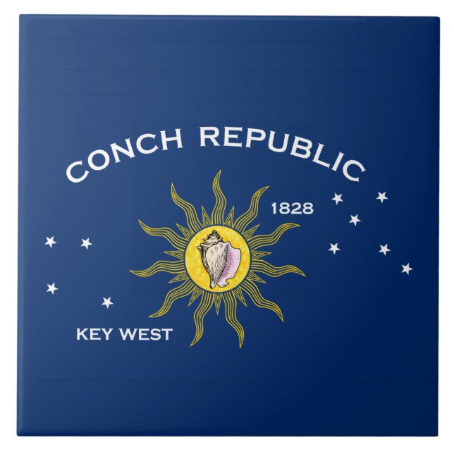 Conch Republic Flag Ceramic Tile (Front)