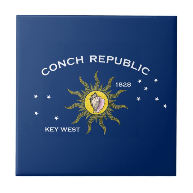 Conch Republic Flag Key West Florida Ceramic Tile (Front)