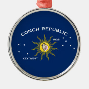 Conch Republic Flag Key West Florida Metal Ornament