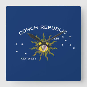 Conch Republic Flag Key West Florida Square Wall Clock
