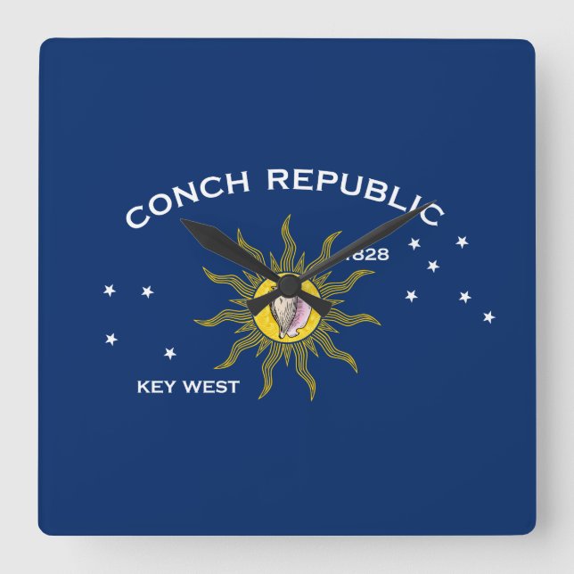 Conch Republic Flag Key West Florida Square Wall Clock (Front)
