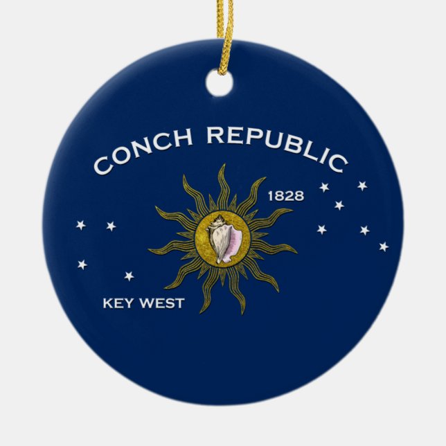 Conch Republic Key West Ceramic Tree Decoration (Front)
