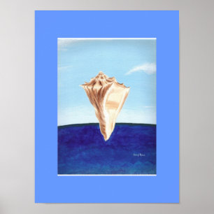 Conch sea shell and the ocean painting, posters