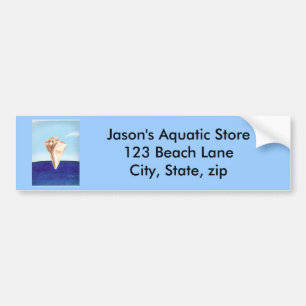 Conch Sea Shell Ocean painting, bumper stickers