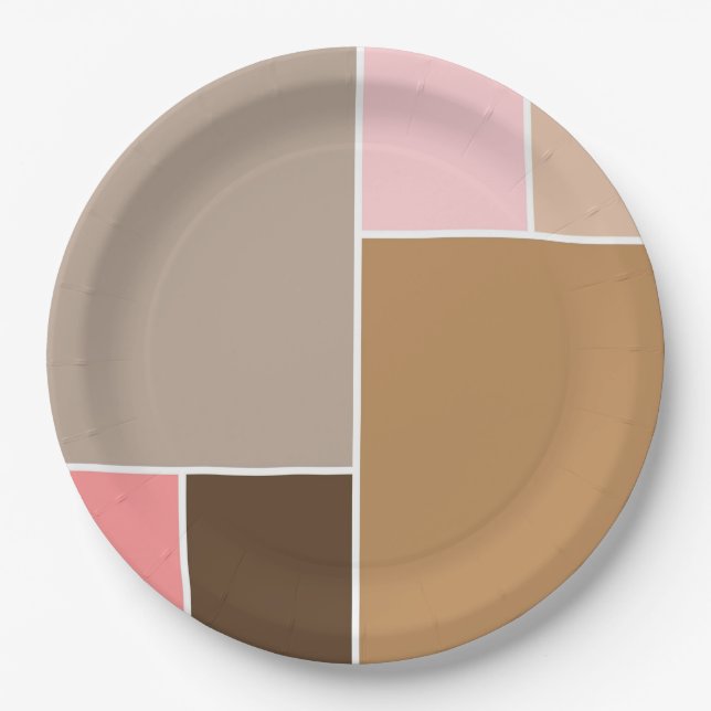 Conch Seashell Colour Blocks Paper Plate (Front)
