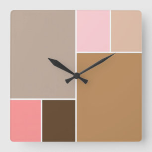 Conch Seashell Colour Blocks Square Wall Clock