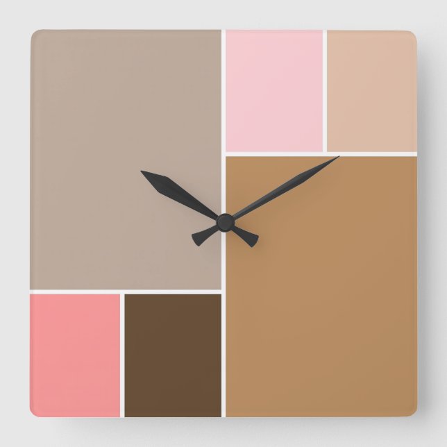 Conch Seashell Colour Blocks Square Wall Clock (Front)