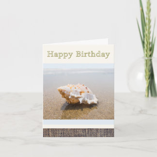 Conch Seashell on Beach Photo Birthday Card