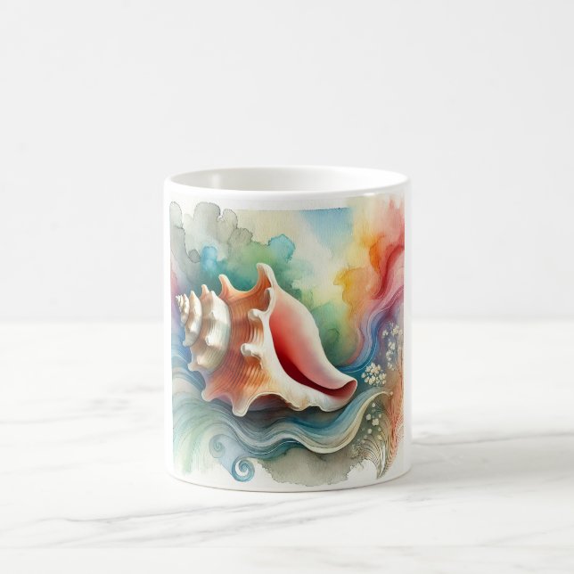 Conch Shell 160724AREF203 - Watercolor Coffee Mug (Center)