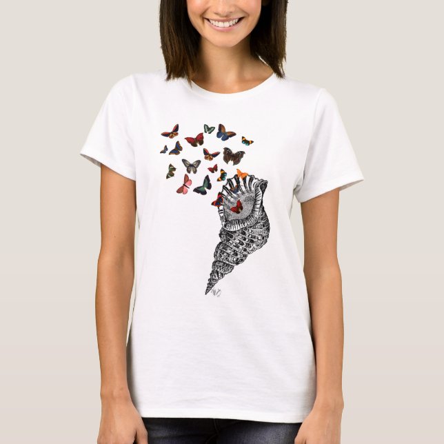 Conch Shell and Butterflies 2 T-Shirt (Front)