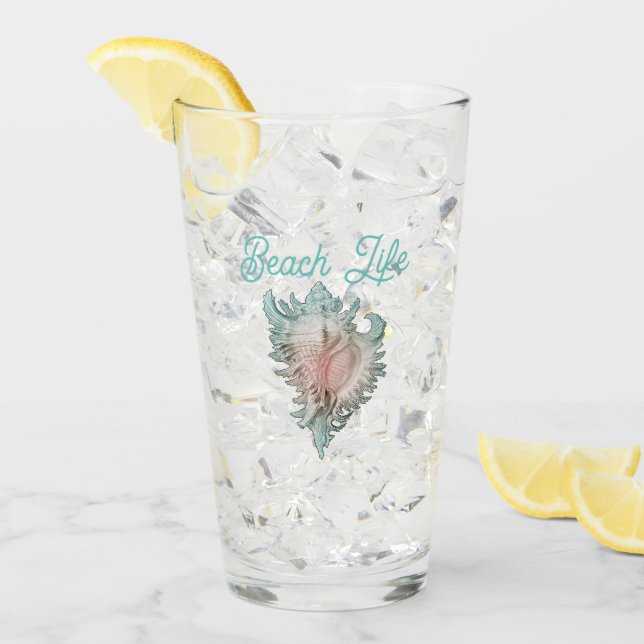 Conch Shell "Beach Life" Glass (Front Ice)