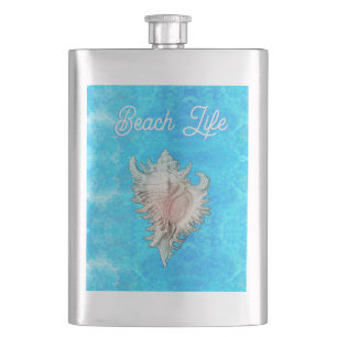 Conch Shell "Beach Life" Hip Flask