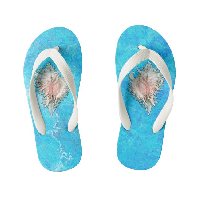Conch Shell "Beach Life"  Kid's Thongs (Footbed)