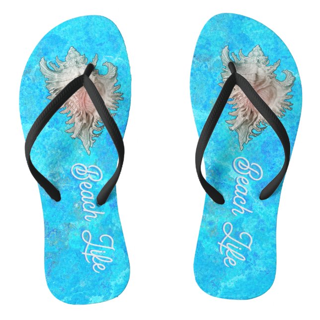Conch Shell "Beach Life"  Thongs (Footbed)