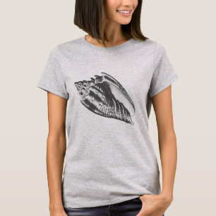 Conch Shell - charcoal grey and white T-Shirt