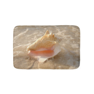 Conch Shell In Sand On Tropical Beach Bath Mat