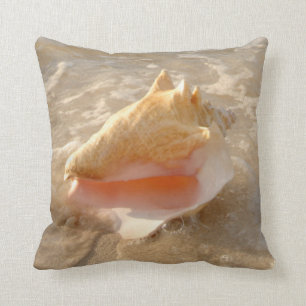 Conch Shell In Sand On Tropical Beach Cushion