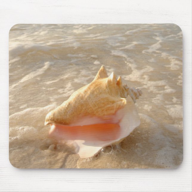 Conch Shell In Sand On Tropical Beach Mouse Pad (Front)