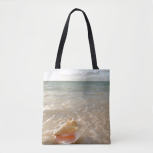 Conch Shell In Sand On Tropical Beach Tote Bag