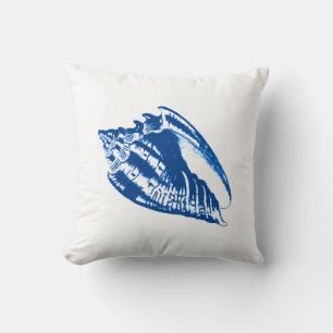 Conch Shell - navy blue and white Cushion