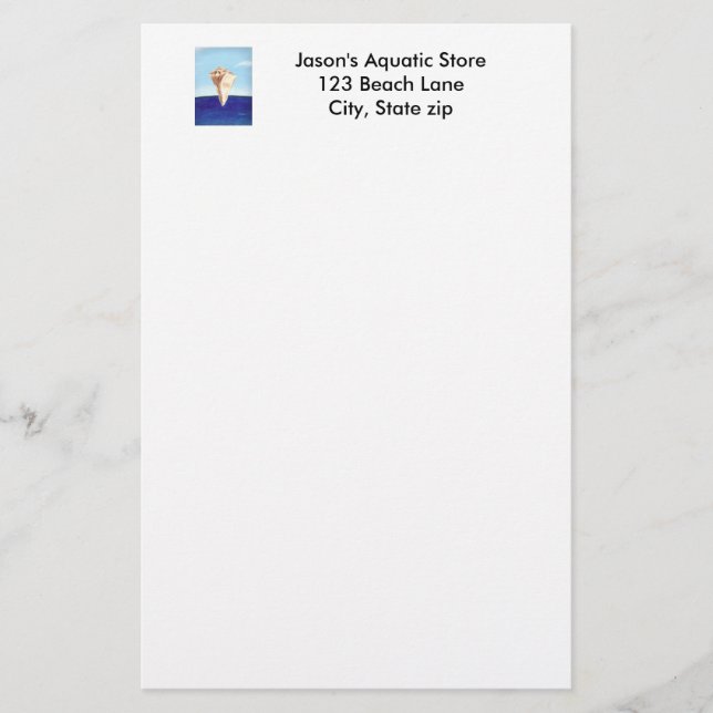 Conch Shell Ocean painting, business stationery (Front)