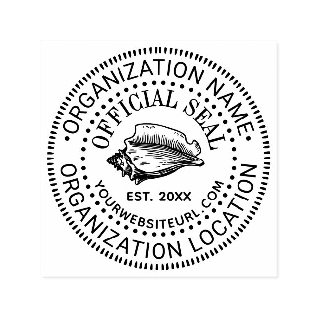 Conch Shell Official Seal Name Loc URL Estd Date Self-inking Stamp (Design)
