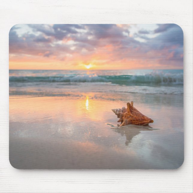 Conch Shell on the Beach | Jamaica Mouse Pad (Front)