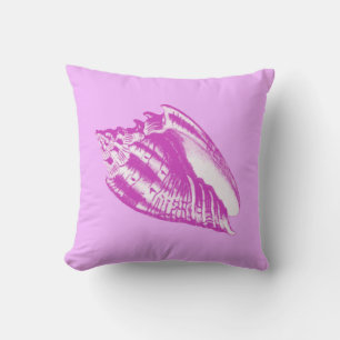 Conch Shell - orchid and white Cushion