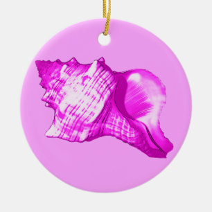 Conch shell sketch - shades of orchid and white ceramic ornament