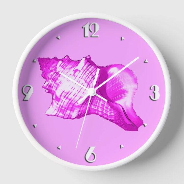 Conch shell sketch - shades of orchid and white clock (Front)