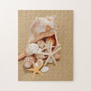 Conch Shell with Shells and Starfish Jigsaw Puzzle