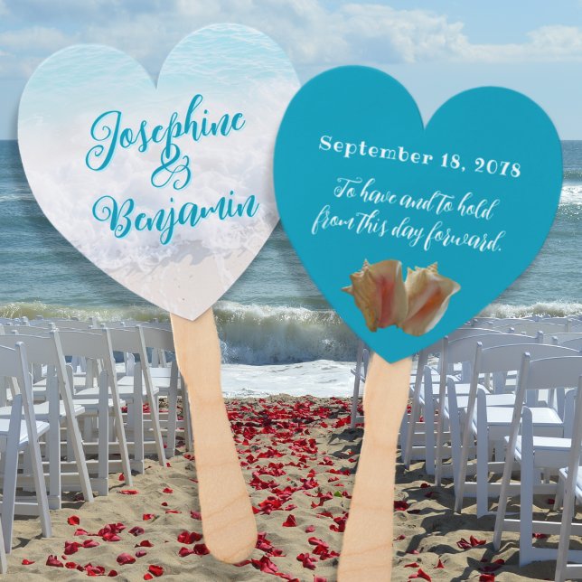 Conch Shells Heart Shaped Wedding Fans (Creator Uploaded)