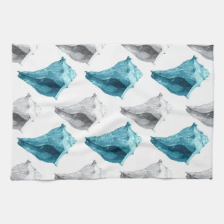 Conch Shells in Aqua & Grey Tea Towel