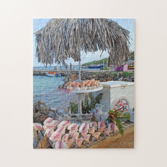 Conch shells on a stall in Saint Vincents. Jigsaw Puzzle (Vertical)