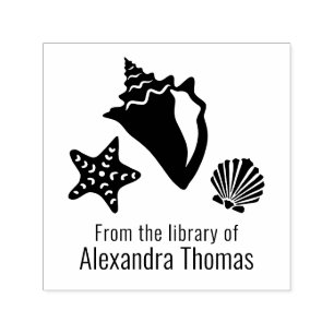 Conch Starfish Scallop Seashell Beach Library Self-inking Stamp