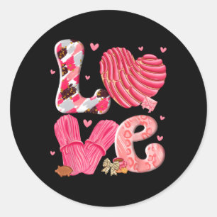 Concha Love Valentine's Day Mexican Sweet Pan Dulc Classic Round Sticker