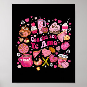 Concha See Te Amo Mexican Valentine Cafecito Chism Poster