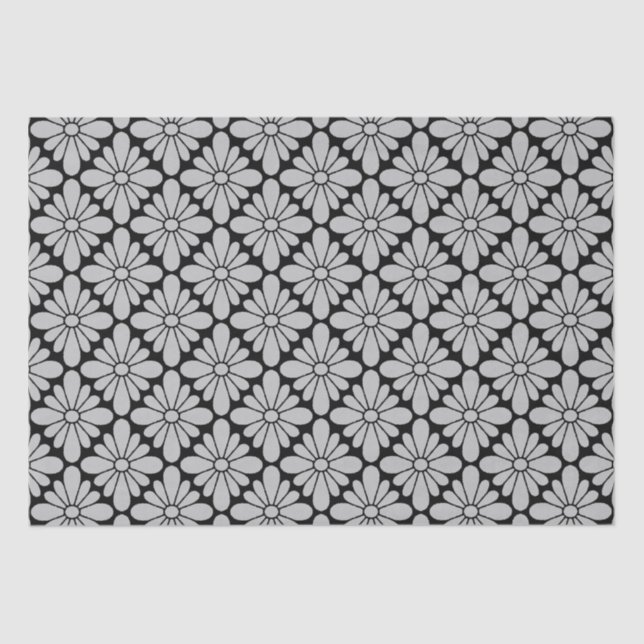 Concho Flower Pattern Grey   Tissue Paper (Front)